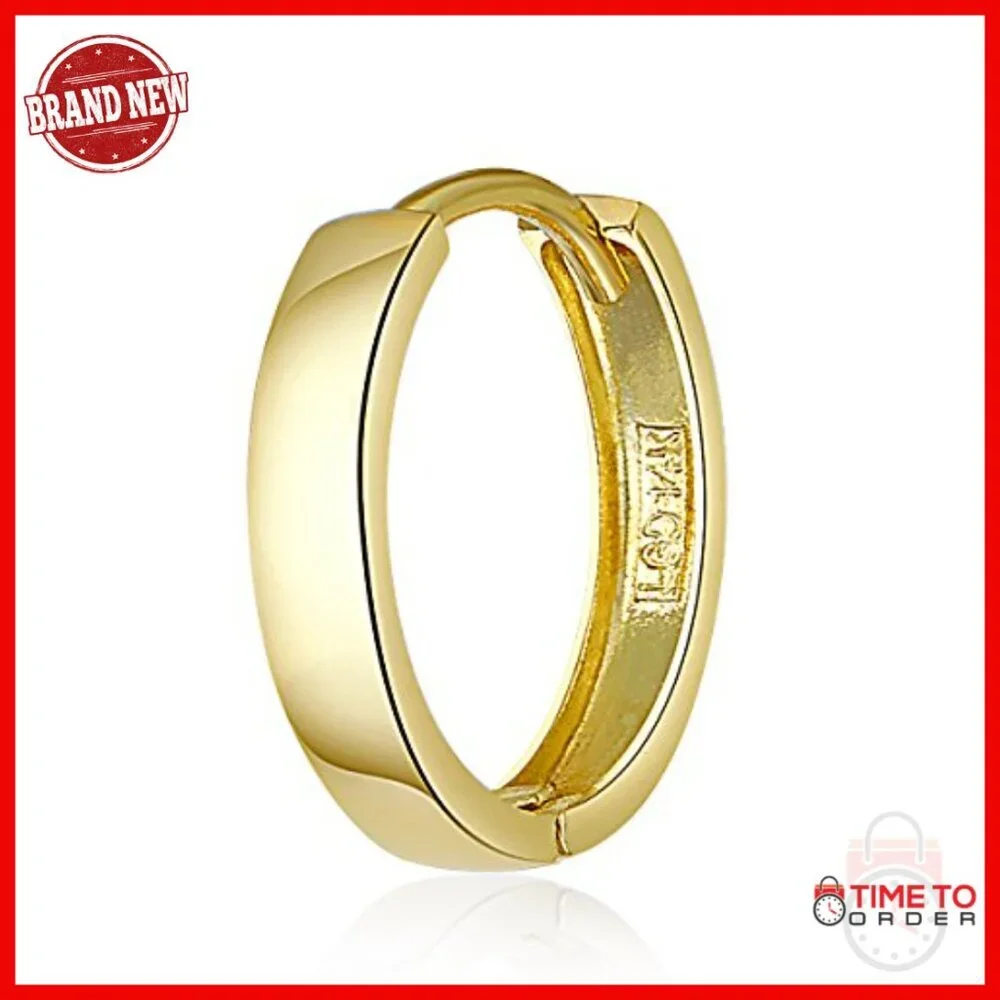 14k Yellow Gold 2.5mm Hoop Huggie Earrings 13mm Polished